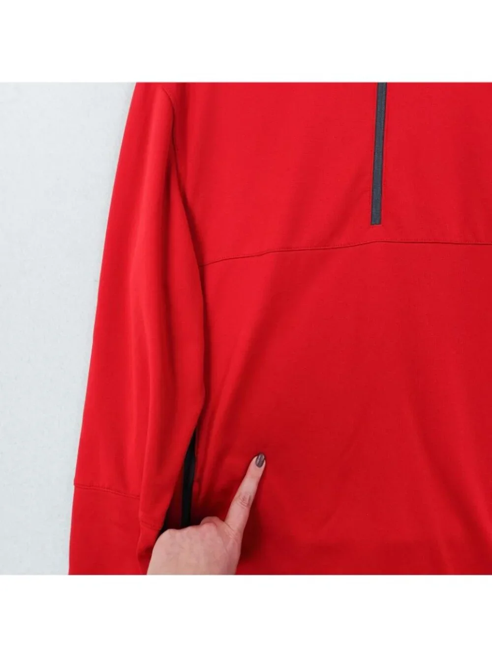 Nike Sweater Mens Large Red Therma-FIT 1/4 Zip Fleece Mock Neck Golf Pullover